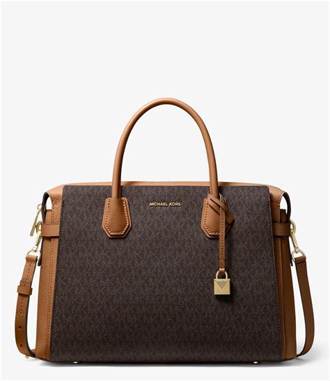 michael michael kors mercer belted tricolor pebble leather satchel|Michael Kors medium mercer handbag.